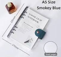 B5 Loose-Leaf Journal Note Book Notebook Diary Stationery 90 Sheets (180  pages) 100 GSM Cream Paper Pocket Notebook with PVC Clear Covers-Smokey Blue