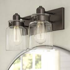 Browse farmhouse bathroom designs and decorating ideas. Breakwater Bay Leyden 2 Light Dimmable Vanity Light In 2021 Farmhouse Vanity Lights Vanity Lighting Bathroom Light Fixtures