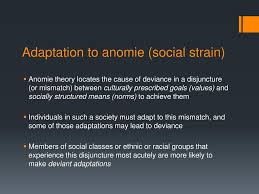 Anomie saw a theoretical resurgence in the late 1980s and 1990s while many have been critical of anomie and strain theories of the past (hirschi 1969; Social Structure And Anomie 1938 Ppt Download