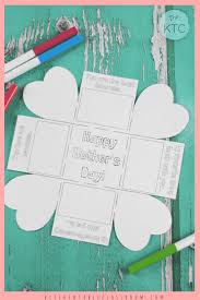 Happy mothers day card with two hearts. A Free Exploding Printable Mothers Day Card For Kids The Kitchen Table Classroom