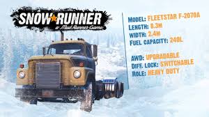 Snowrunner free pc download places you controlling the boat of stunning vehicles as you defeat phenomenal open conditions with the most evolved scene reenactment ever. Snowrunner Fleetstar F 2070a Truck Snowrunner Mods Download Free