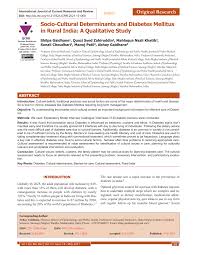 Vous pouvez avoir besoin d'informations sur votre compte. Pdf Socio Cultural Determinants And Diabetes Mellitus In Rural India A Qualitative Study