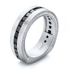 Black diamond eternity wedding band certified handmade. 14k White Gold Custom Black Diamond And Brushed Men S Band 102045 Seattle Bellevue Joseph Jewelry