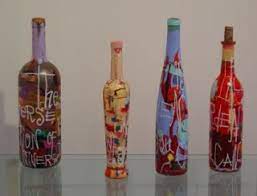 Yes Wine Bottles Shake Paint Around Inside Paint On Outisde Scrape Thru Words On Outside Bottle Painting Bottles Decoration Wine Bottle