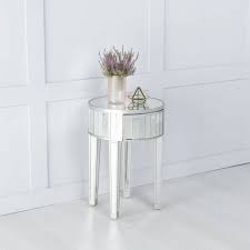 What are some popular product styles within white nightstands? Elysee Mirrored Round Side Table With Champagne Trim Cfs Furniture Uk