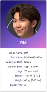 Rm Bts Profile Bts Ages Bts Members Age Bts New Song