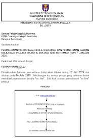 Apr 16, 2021 · pekeliling akademik bil. Permohonan Uitm 2019