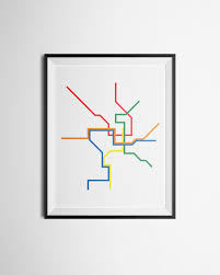 Washington D C Dc Metro Metrorail Minimalist By Louisianaprints Washington Dc Map Transit Map Metro Map Art