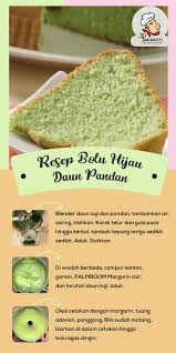 Resep Bolu Hijau Daun Pandan Ide Makanan Resep Makanan Dan Minuman