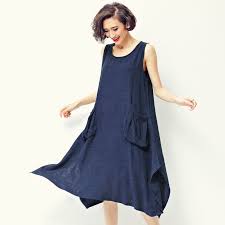 Aliexpress Com Buy Plus Size Loose Casual Dress Sleeveless Korean Style With Pockets Dresses Wome Linen Dress Women Casual Summer Dresses Womens Midi Dresses
