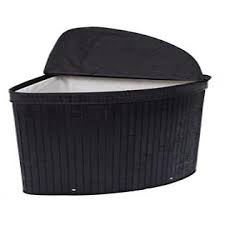 Hinged lid removable metal liner plastic feet protect your flooring finished in antique walnut brown. Birdrock Home Birdrock Home Corner Laundry Hamper With Lid And Cloth Liner Bamboo Black Easily Transport Laundry Basket Collapsible