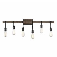 Often featuring a reclaimed finish, knotty wood and a basin or apron you can find rustic wooden bathroom vanities with a variety of base, mounting and sink styles. 6 Or More Light Rustic Farmhouse Bathroom Vanity Lighting You Ll Love In 2021 Wayfair