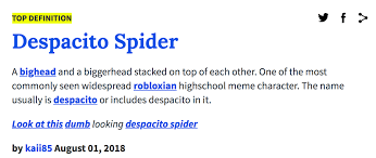 Latin gospel, spoken from the two prophecies of christ, luis fonsi and daddy yankee. Urban Dictionary Despacito Spider Know Your Meme
