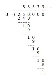 What Is 250 Divided By 3 Example