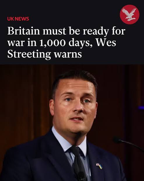 Wes Streeting has warned that Britain's adversaries will be ready to attack the UK by 2030
