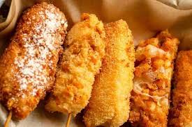 This is a called corn dog, in english, but called something else in korean. Korean Corn Dog Recipe No Yeast Or Cornmeal Required