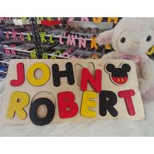 Order a personalized name puzzle from our etsy shop and receive free shipping in the us. Two Name Puzzle Mickey Mouse Gift Montessori Puzzle Etsy Mickey Mouse Gifts Mickey Mouse Party Decorations Mickey Mouse Birthday Decorations