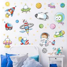 Give kids a place to put everything away, and their rooms will be much cleaner. Space Astronaut Cartoon Wall Sticker Kids Room Outer Space Planet Galaxy Rocket Ship Decorative Wall Murals For Child S Favor Wall Stickers Aliexpress