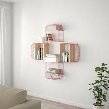 Svenshult Wall Shelf With Storage Brown Red White Stained Oak Effect 16 1 8x7 7 8 Ikea Wall Shelves Shelves Ikea