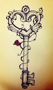 You can get this tattoo colored heart in the red color and key in black color. Pin By Jo Ann Stewart On Luis Key Tattoo Designs Drawings Key Tattoo
