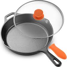 Amazon Com Legend Cast Iron Skillet With Lid Large 12 Frying Pan With Glass Lid Silicone Handle For Oven Inducti In 2020 Cast Iron Skillet Iron Skillets It Cast
