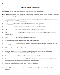 Our vocabulary pages are designed to help students obtain the vocabulary knowledge that they need to one day achieve high if you are in need of additional ela: Free Year English Worksheets Australia Printable Cell Structures Vocabulary Worksheet Use This To Check For Student Understandie280a6 Jaimie Bleck
