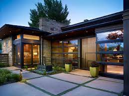 The kitchen and adjacent seating area open up to the backyard, fire pit and dining area with a table and chairs from room & board. Colorado Contemporary Contemporary Exterior Denver By Haley Custom Homes Houzz Au