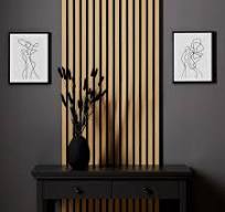 Homestyle4u 2411, panele akustyczne, zestaw 2 sztuk, 60 x 120 cm, o  wyglądzie drewna, dąb naturalny, okładzina ścienna 3D, panele ścienne na  filcu : ...