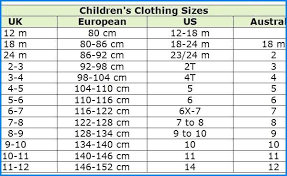 Meticulous Clothing Size Conversion Chart For Childrens
