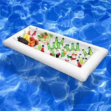 Pool Float Inflatable Table Bucket Serving Salad Bar Tray Food Drink Holder Beer Table Pool Float Drink Holders Water Party