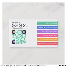 Haystack allows you to craft unique business cards for every member of your team. Fresh Bar Qr Code Social Media Business Card Zazzle Com In 2021 Social Media Business Cards Make Business Cards Social Media Gifts