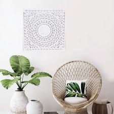 Stylish gold floral mandala wall tapestry. Mandala Design Lattice Wall Art Boho Coastal Wall Hanging Bliss Gifts Homewares