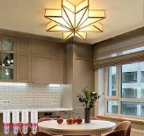 Antique Brass Flush Mount Ceiling Light Star Shaped Ceiling Lighting  Fixture 4 Lights Bedroom Ceiling Light with Frosted Glass Shade (Bulb  Included)