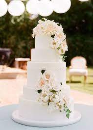 Elegant 5 Tier Wedding Cake Decorated With Sugar Flowers White Wedding Cake Outdoor Wedding Cak Floral Wedding Cakes Spring Wedding Cake Wedding Cake Toppers