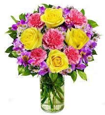 Read our expert's review about avas flowers. Beautiful Yellow Roses Pink Carnations And Purple Alstroemeria Bouquet N Petals And Blooms Flower Supplies Pink Carnations Yellow Roses