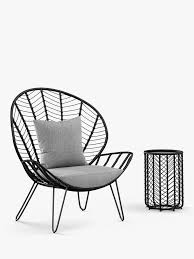 Get an outdoor sofa to for a living room feel. John Lewis Partners Chevron Statement Garden Chair Side Table Black Grey Woven Outdoor Furniture Garden Chairs Metal Chair Side Table