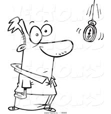 This pocket watch (coloring page) clipart is provided in jpeg format. Vector Of A Cartoon Hypnotized Man Staring At A Swaying Pocket Watch Outlined Coloring Page By Toonaday 18984