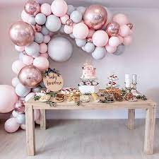 Rose gold balloons party decorations supplies set 35 pack include 30 balloons, 2 foil fringe curtains, 1 rose gold sequin table runner, 2 foil ribbon for birthday party, wedding,xmas new year festival. Macaron Arch Kit Pastel Grey Pink 1 Rose Gold Confetti Globos Wedding Party Decor Baby Shower Supplies Ballons Accessories Aliexpress