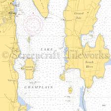 Vermont Valcour Island South Hero Lake Champlain Ny Nautical Chart Decor
