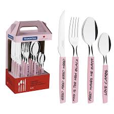 Black silverware set, aodini 20 piece stainless steel flatware cutlery set for 4, restaurant party flatware set for home kitchen, mirror polished, dishwasher safe 4.3 out of 5 stars 102 $19.99 $ 19. Tramontina My Lovely Kitchen Stainless Steel Flatware Set With Pink Polypropylene Handles 16 Pc Set Tramontina