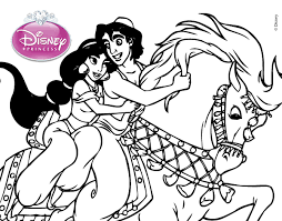 Dibujo De Aladdin Aladdin Y Jasmin A Caballo Para Colorear Dibujos Aladdin Y Jasmin Caballo Para Colorear