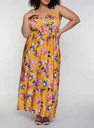 Plus Size Floral Smocked Empire Waist Dress Dresses Yellow Dress Plus Size