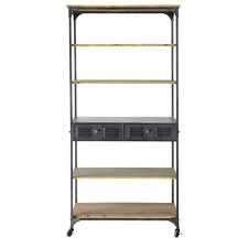 Estanteria Con Ruedas Con 2 Cajones De Abeto Y De Metal Gris Maisons Du Monde Etagere Industrielle Etagere Rangement Etagere Indus