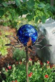 Garden Glass Ball Garden Stake Metal Steel Enclosure Etsy Garden Stakes Garden Art Diy Garden Whimsy