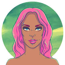 Retrato De Niña Capricornio Con Cabello Ondulado. Signo Del Zodiaco.  Ilustración Vectorial Ilustraciones svg, vectoriales, clip art vectorizado  libre de derechos. Image 165623588