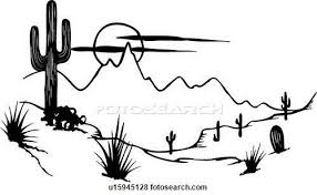 Clip Art Of Cactus Desert Illustrated Panels Mesa Southwest Western U15945128 Search Clipart Illustration Pos Desert Drawing Cactus Silhouette Art