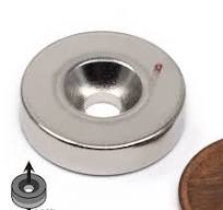 N42 Neodymium Disc Magnet, 3/4x3/16", 13 lb Pull, Countersunk Hole