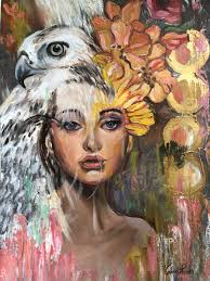 Buy Bald Eagle Oil Painting: Woman Portrait, Pop Art Fashion Wall Decor  (16x22”) Online in India