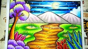 Gambar jalan pemandangan kota kastil lukisan kota tua seni. Download Cara Menggambar Dan Mewarnai Pemandangan Alam Mudah Youtube Gratis