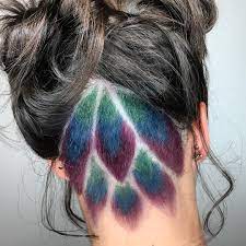 Peacock Undercut Hair Color By Tangerine Salon Aveda Peacock Hair Color Undercut Hairstyles Undercut Hair Designs